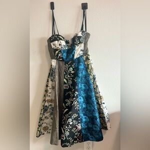 Anthropologie Patchwork Floral Sweetheart Dress – Size 4P